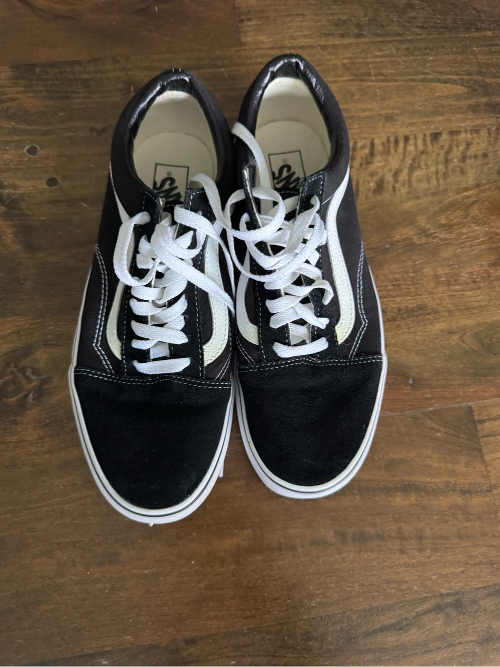 Vans Black and White Low-Top Sneakers with Signature Side Stripe